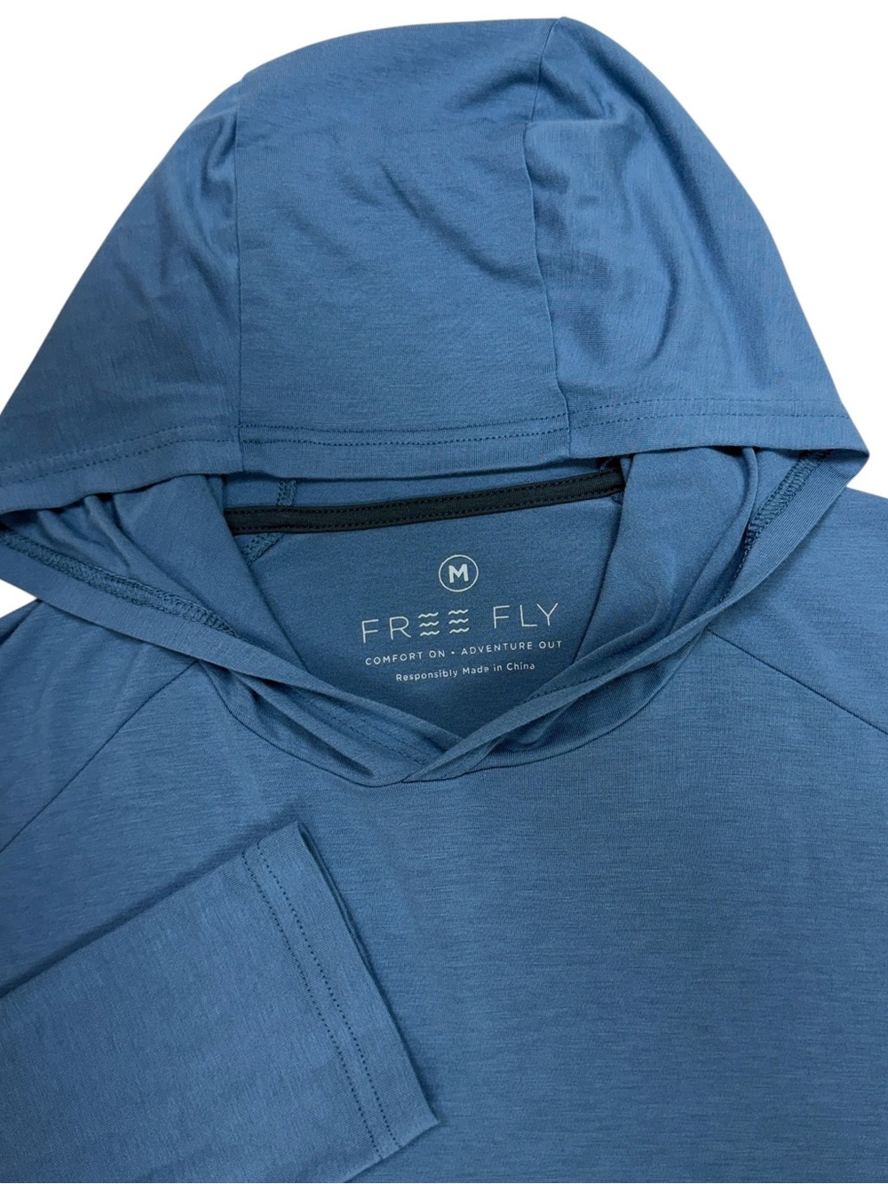 Free Fly Hoodie Mens Medium Blue Bamboo Lightweight Performance Sun Shirt UPF